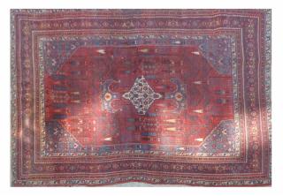 Appraisal: Antique Prayer Rug Antique prayer rug Low pile x Borders