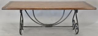 Appraisal: Tressel style table with iron base top x Tressel style