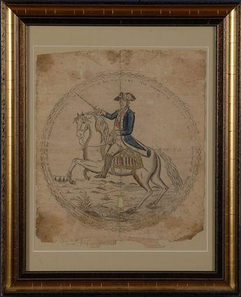 Appraisal: TWO FRAMED HAND-COLORED ENGRAVINGS The one The Protector of his