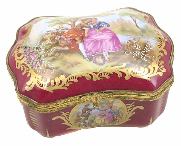 Appraisal: A Sevres style porcelain table box height in width in