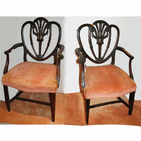 Appraisal: Pair of George III Style Mahogany Armchairs Estimate -