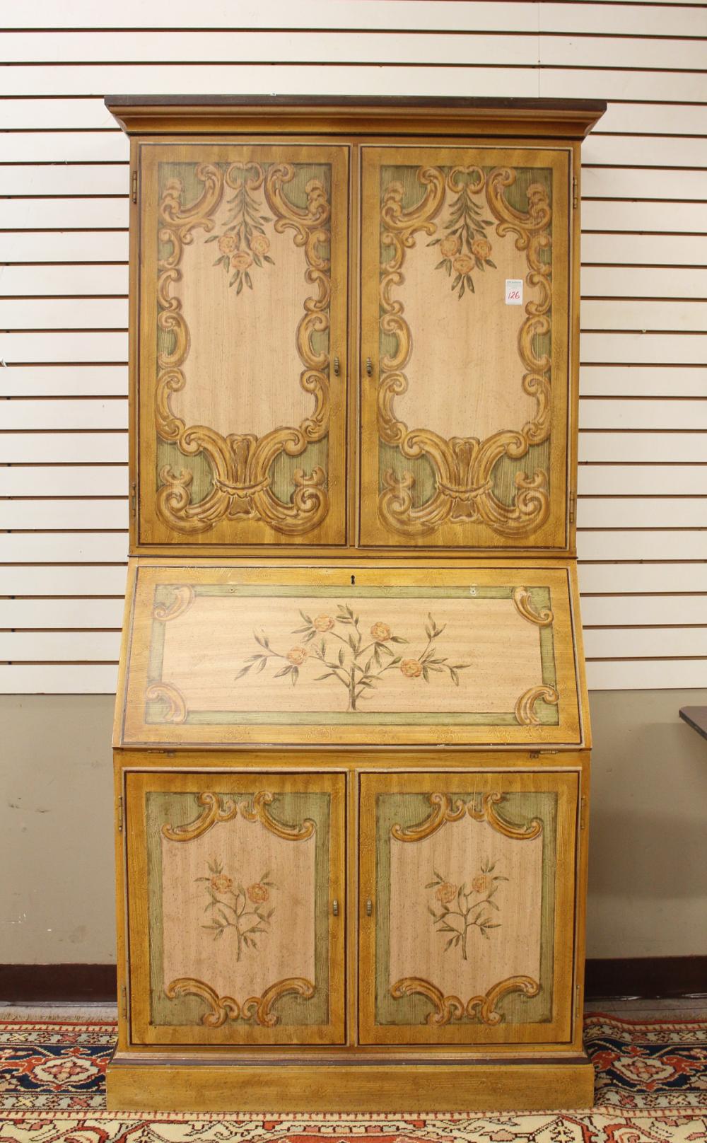 Appraisal: PAINT-DECORATED SECRETARY BOOKCASE 'Et Cetera collection by Drexel Furniture Co