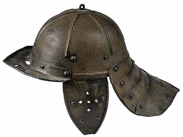 Appraisal: th Century Lobstertail Helmet With two ear flaps attached by