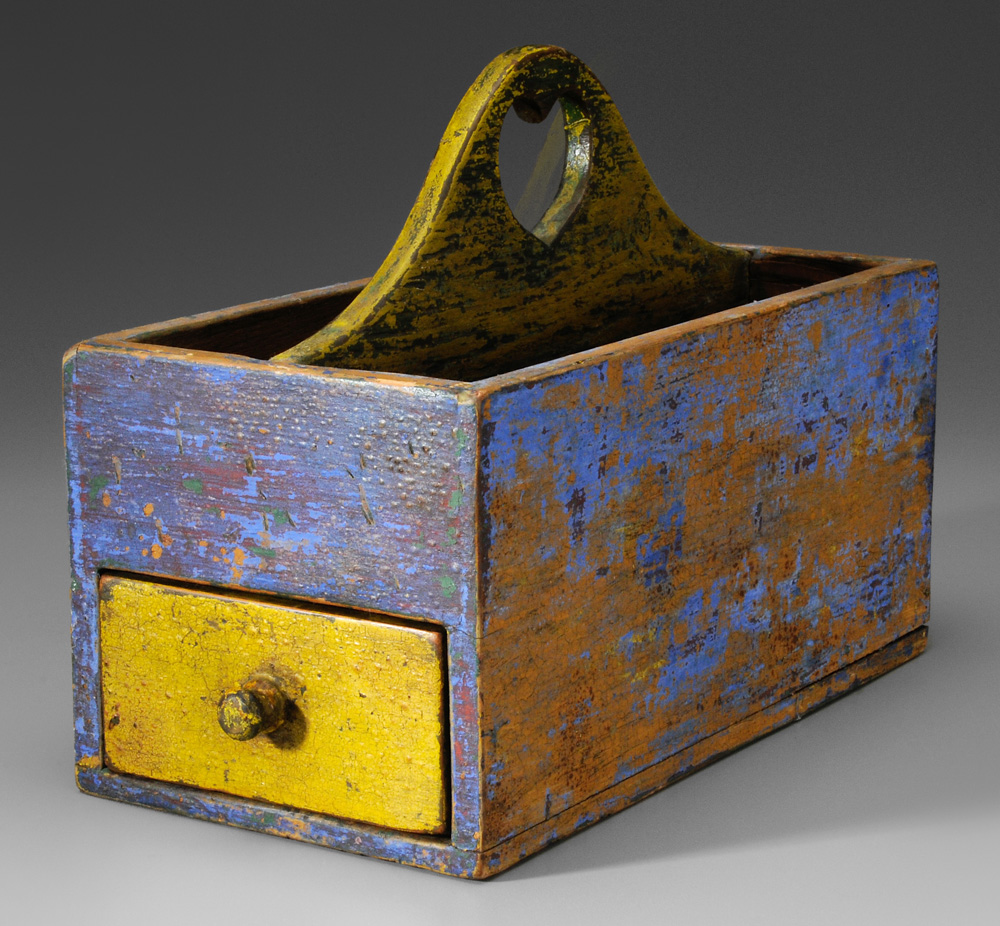 Appraisal: Paint-Decorated Pine Candle Box probably American second half th century