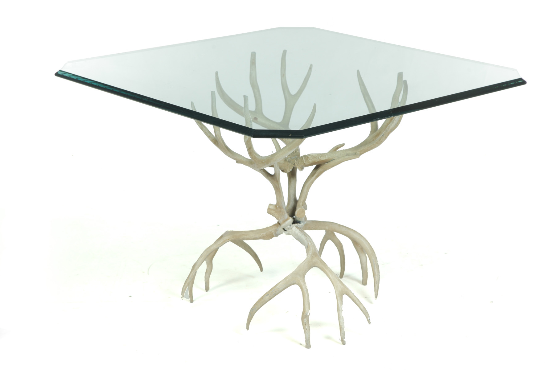 Appraisal: AMERICAN GLASS TOP TABLE Second half- th century Beveled edge