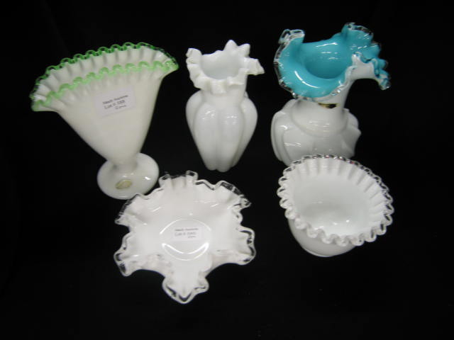 Appraisal: Pcs Fenton Whtie Art Glass most silvercrest trim