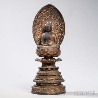 Appraisal: Wood Statue of Amitabha Buddha Wood Statue of Amitabha Buddha