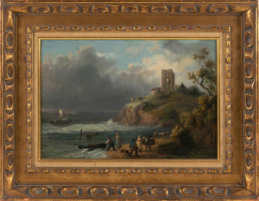 Appraisal: CONTINENTAL SCHOOL TH CENTURY A CASTLE ON A CLIFF OIL