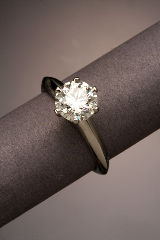 Appraisal: Lot Property of Various Owners Platinum Solitaire Diamond Ring Tiffany