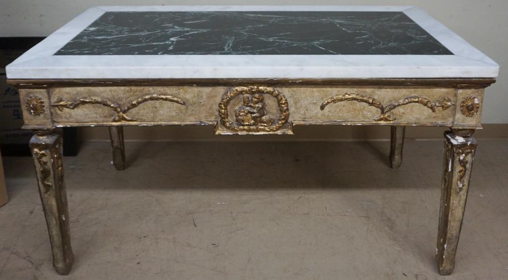 Appraisal: Italian Neoclassical Partial Gilt and Marble Top Console Table th-