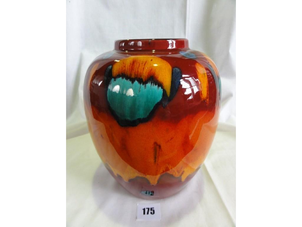 Appraisal: A Poole Pottery Delphis vase of ovoid shape with orange