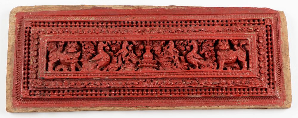 Appraisal: th C Carved Wood Panel India th C Carved Wood