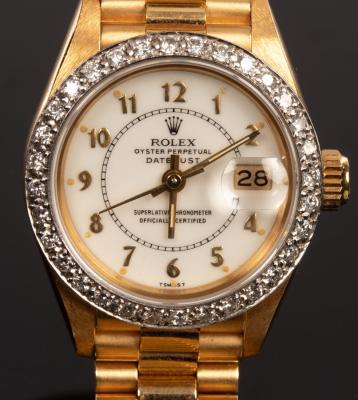 Appraisal: A lady's k yellow gold Rolex Datejust with a President