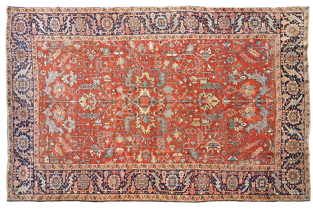 Appraisal: Heriz Serapi Carpet Heriz Serapi Persian carpet in traditional deep