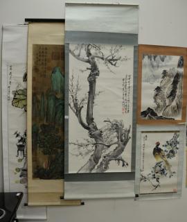 Appraisal: Group of five Chinese watercolors on paper including blossoming apple