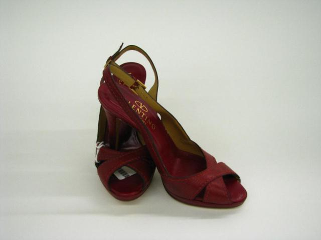 Appraisal: Valentino Garavani red leather open toe sling back heels Heels