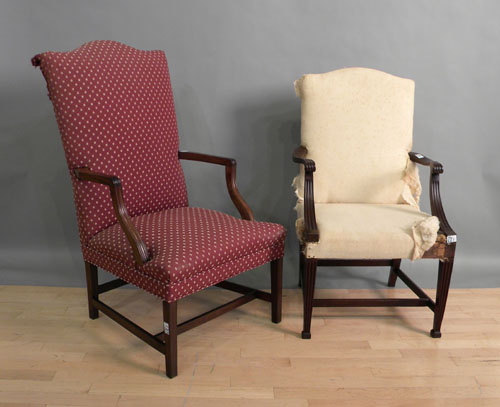 Appraisal: Two Federal style mahogany lolling chairs