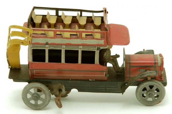 Appraisal: A German tinplate double decker bus Windup Marked Made in