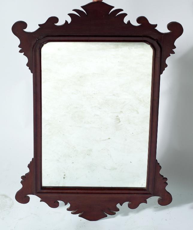 Appraisal: GEORGE III MAHOGANY FRETWORK MIRROR the plate within an arched