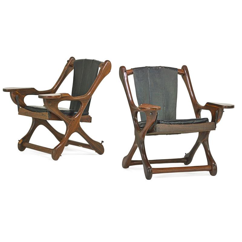 Appraisal: DON SHOEMAKER SENAL Pair of lounge chairs DON SHOEMAKER SENAL