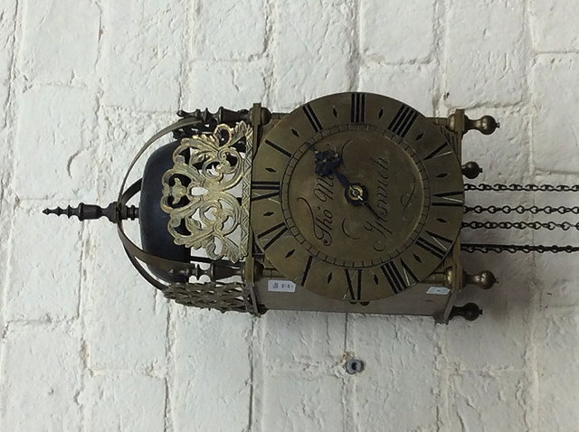 Appraisal: A TH CENTURY STYLE BRASS AND IRON LANTERN CLOCK the