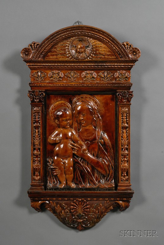 Appraisal: Italian Terra Cotta Wall Plaque of the Madonna and Child