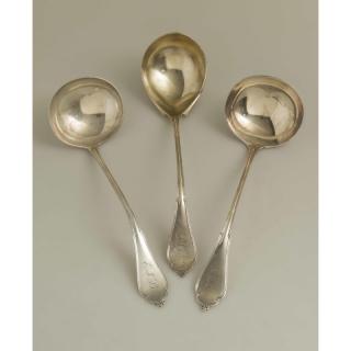 Appraisal: Three Koehler Ritter Silver Ladles Gothic Pattern Three silver monogrammed