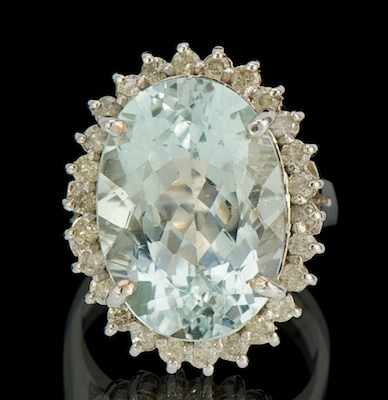 Appraisal: A Ladies' Aquamarine and Diamond Ring k white gold ring