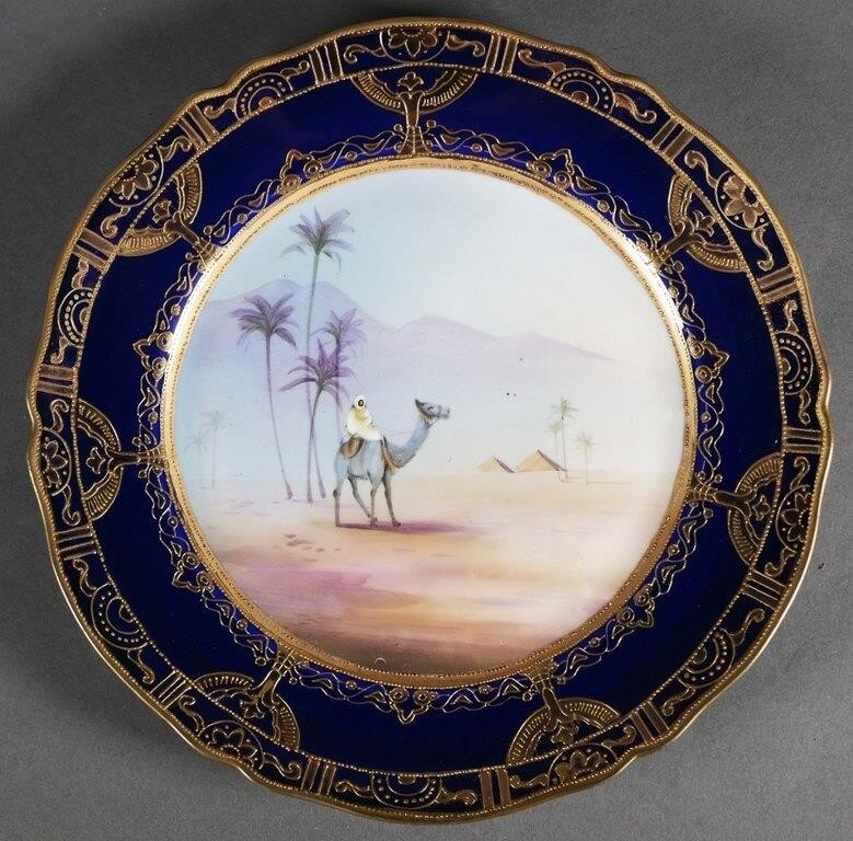 Appraisal: Hand painted Nippon plate with Egyptian motifs Scene depicts camel