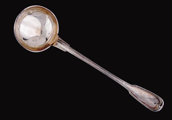 Appraisal: French sterling soup ladle th centuryThreaded pattern verso engraved Boyle