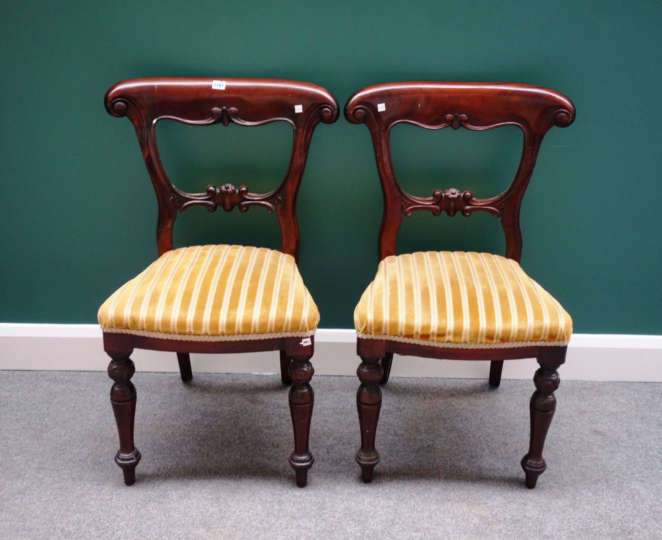 Appraisal: A set of eight Victorian mahogany framed dining chairs with