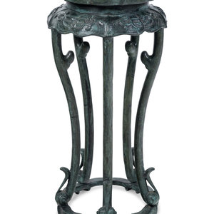 Appraisal: A Chinese Patinated Bronze Pedestal Table th Century Height x