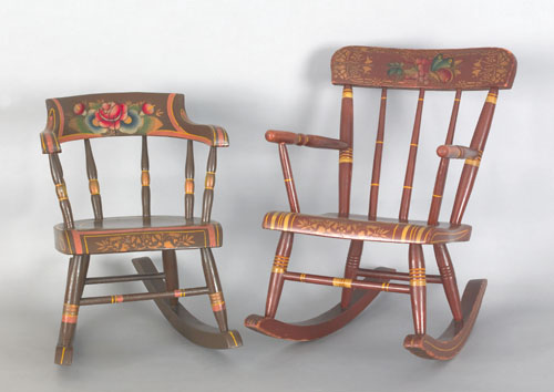 Appraisal: Two Pennsylvania painted child's rocking chairs late th c each