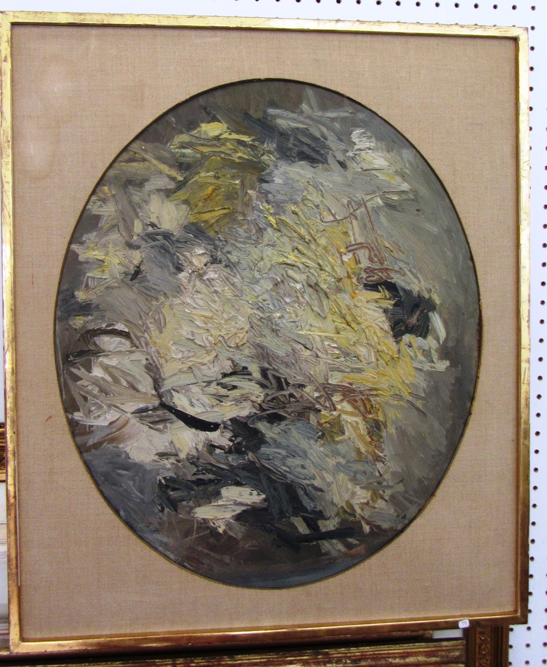 Appraisal: Edward Millington Drake - Abstract Composition oil on canvas oval