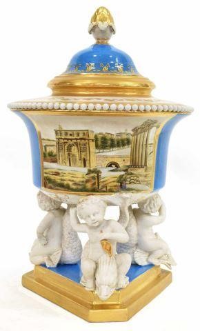 Appraisal: Sevres style covered porcelain urn th c entirety with parcel