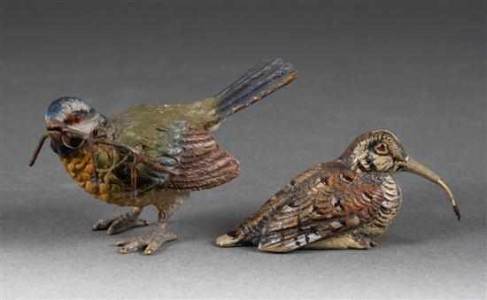 Appraisal: Two Austrian cold painted bronze bird figures early th century