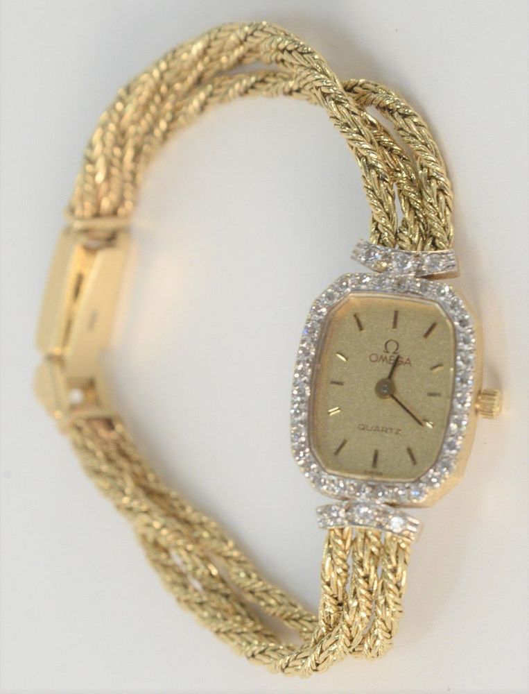 Appraisal: Omega Karat Gold Ladies Wristwatch with Karat gold triple chain