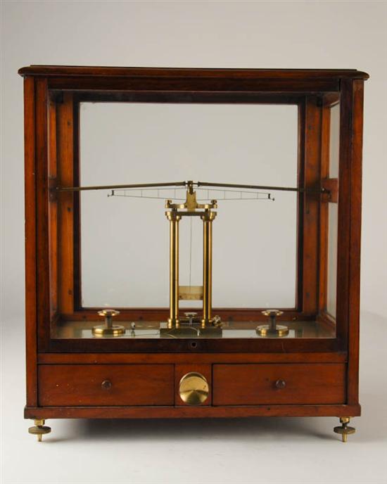 Appraisal: A th C English Cased Scale mahogany case with glass