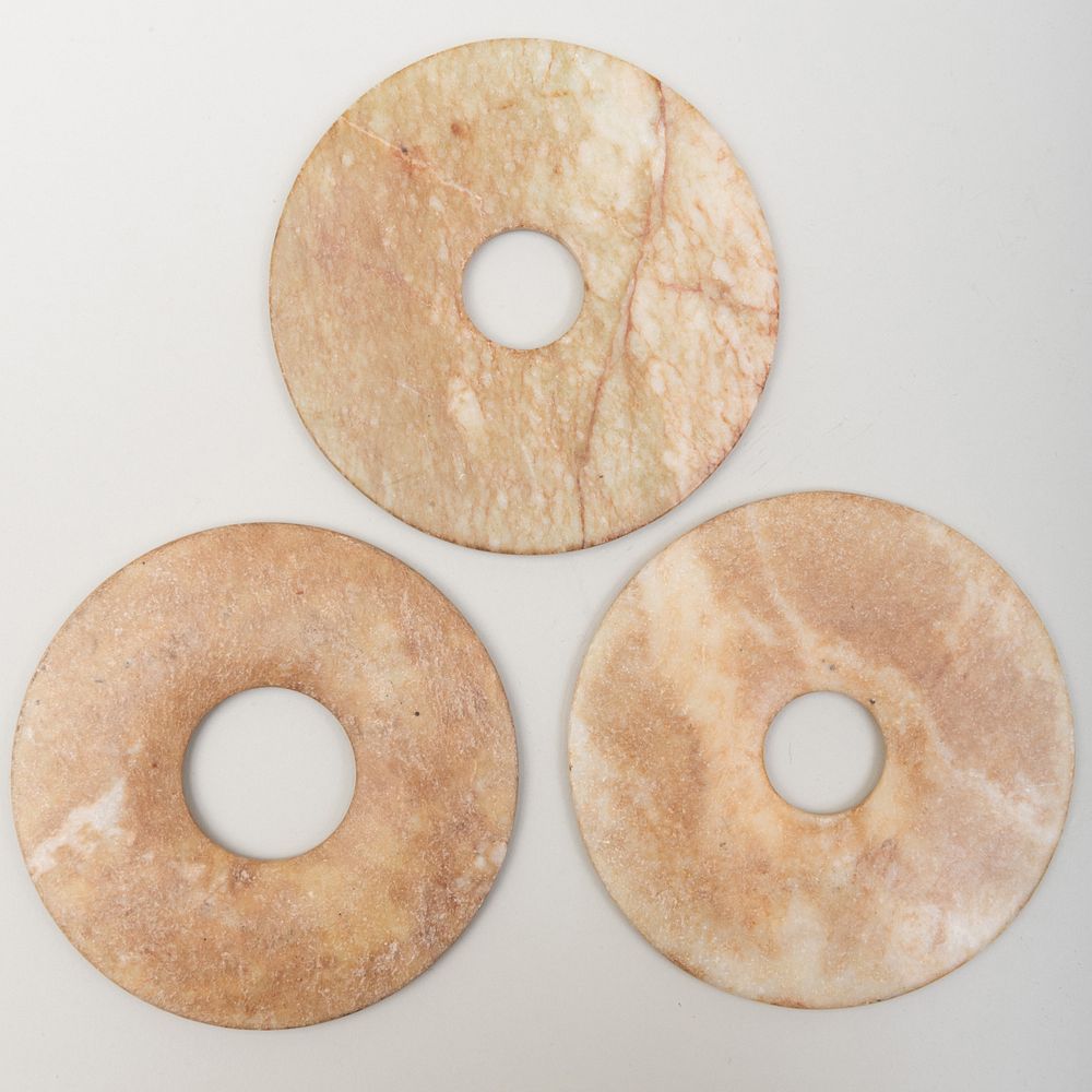 Appraisal: Three Chinese Jade BI Disks The largest in diam Note