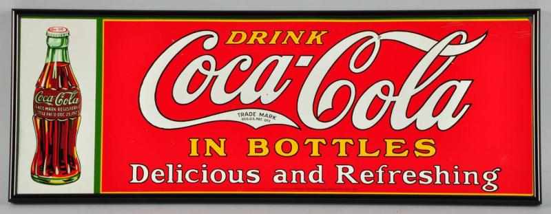 Appraisal: Embossed Tin Coca-Cola Sign Description Framed without glass Some very