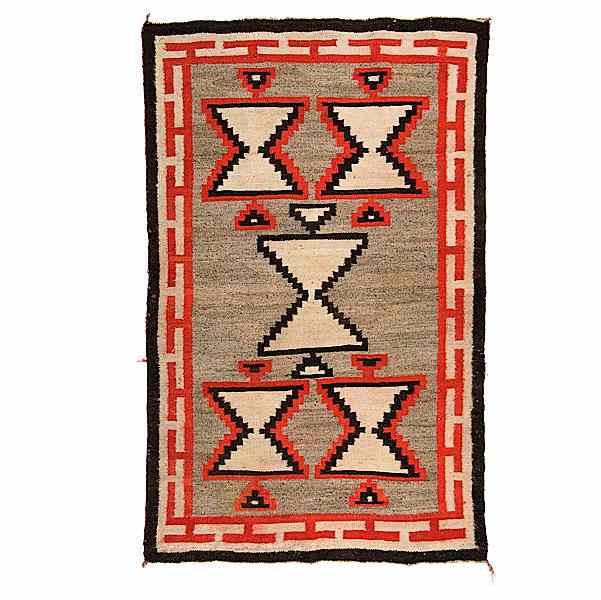 Appraisal: Navajo Western Reservation Weaving hand-spun wool central field filled with