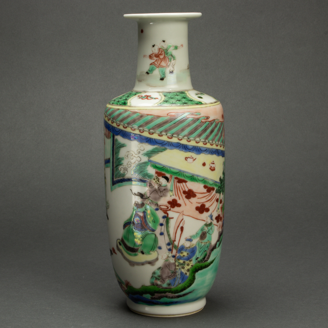 Appraisal: Chinese famille verte vase painted with military and civil officials