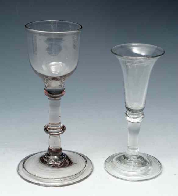 Appraisal: A LIGHT BALUSTER STEM GIN GLASS on folded foot high