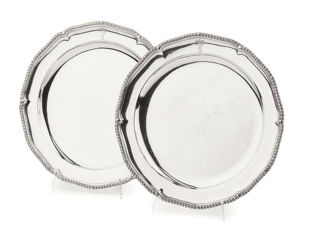 Appraisal: PAIR OF GEORGE III SILVER MEAT DISHES THOMAS HEMING LONDON