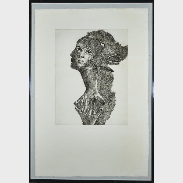 Appraisal: Marisol Escobar - SELF-PORTRAIT French Etching signed dated and numbered