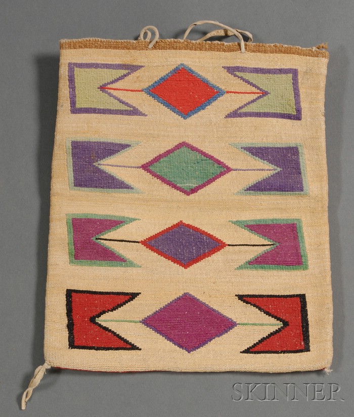 Appraisal: Plateau Polychrome Cornhusk Bag c late th century tightly woven