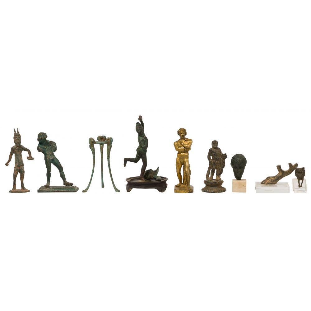 Appraisal: ETHNOGRAPHIC BRONZE ASSORTMENT items including figurines with one painted a