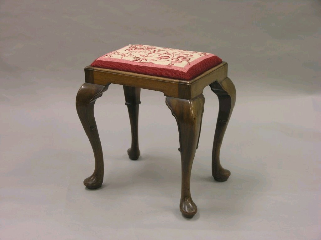 Appraisal: A good quality mahogany stool in George II-style on cabriole