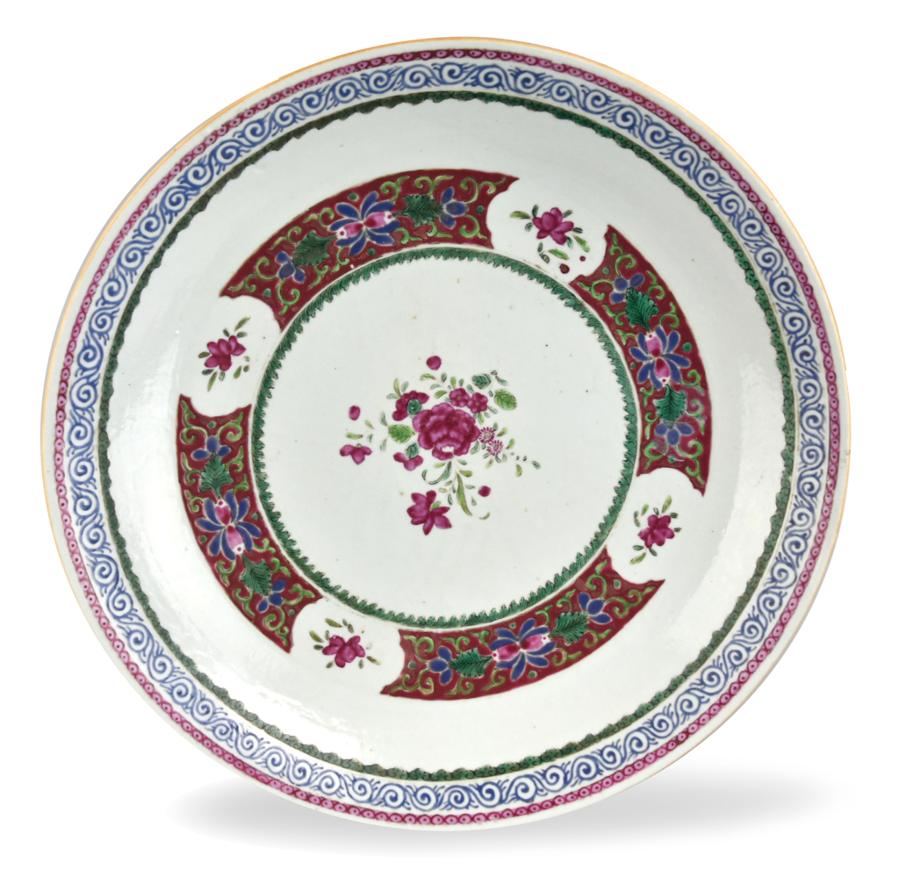 Appraisal: A Chinese th C porcelain famille rose plate with barbed