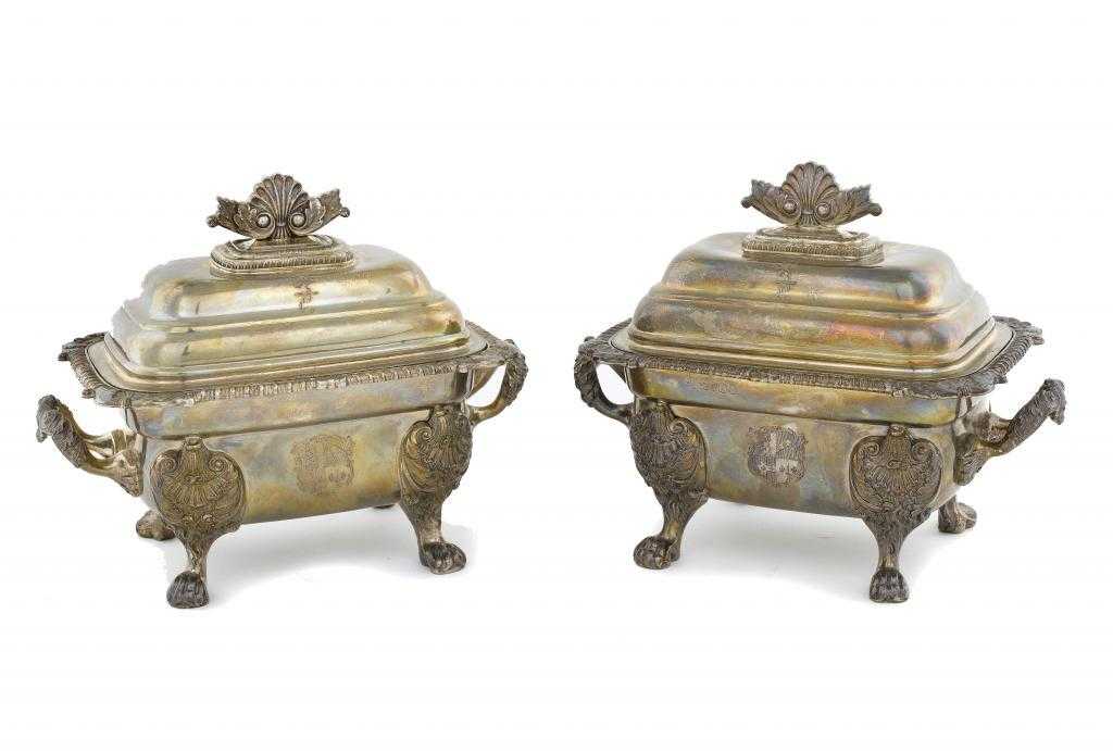 Appraisal: A PAIR OF GEORGE III SAUCE TUREENS AND COVERS of